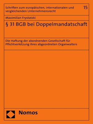 cover image of § 31 BGB bei Doppelmandatschaft